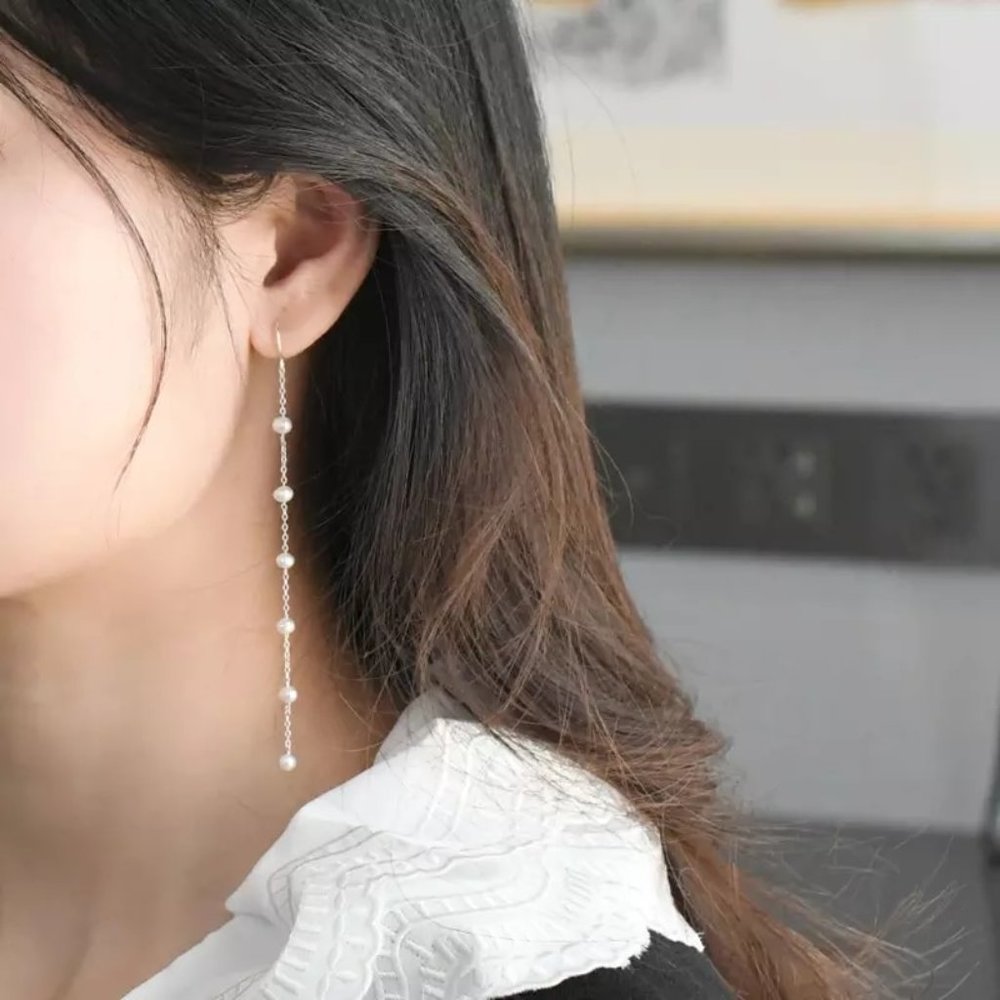 Real Dainty Pearls S925 Earrings - Picture 9 of 13